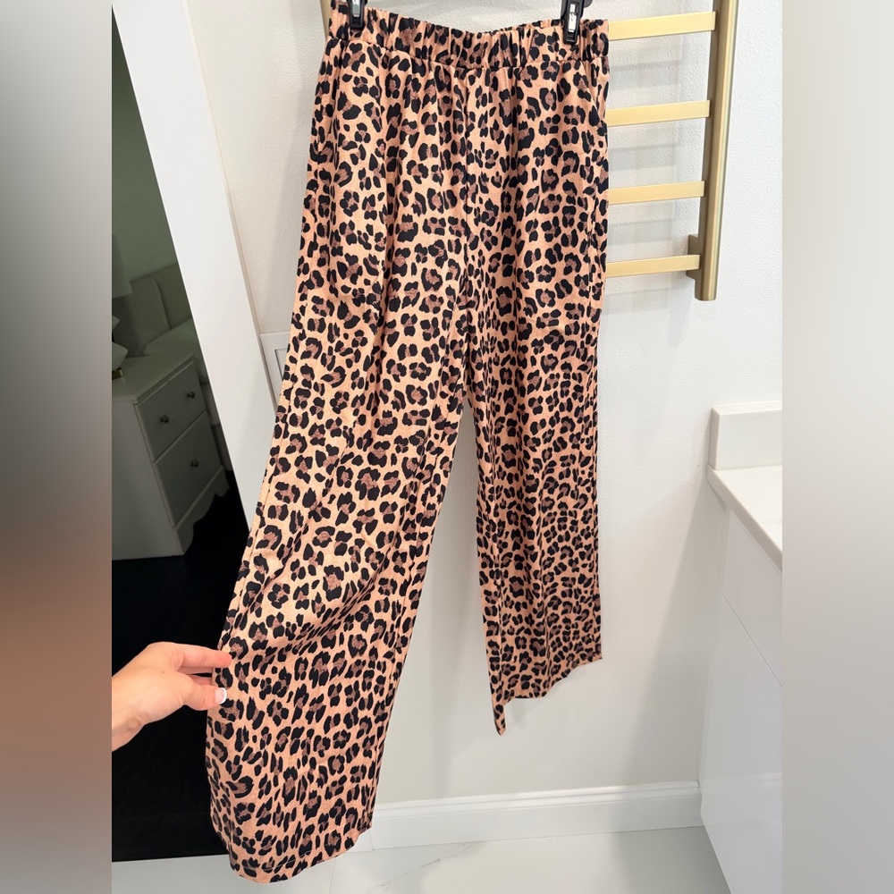 Leopard Print Satin Women's Pants